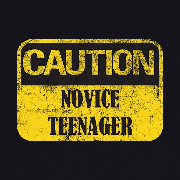 Caution Novice Teenager, Distressed Look Funny 13th Birthday Gift Idea by Rossla Designs